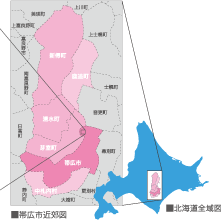 帯広市近郊図　北海道全体図