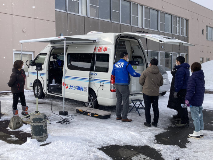 2/20新得町、芽室町、帯広市にて「災害救援車」を展示いたしました