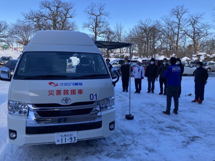 2/21広尾町、大樹町にて「災害救援車」を展示いたしました