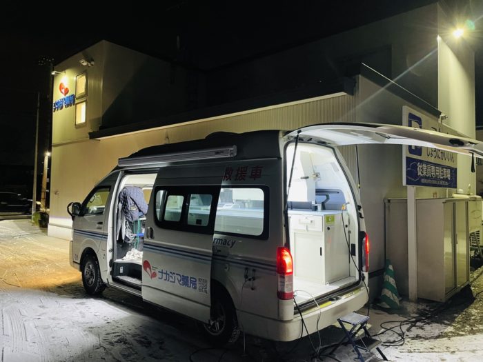 12/26西25条店（帯広市）にて「災害救援車」を使用した災害訓練を実施いたしました